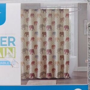 Interiors by Design Brown & Red Elephant 70" x 70" Fabric Shower Curtain